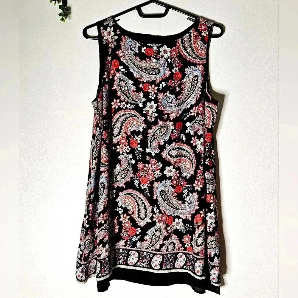 J.Jill Sz Large Paisley Floral A line 100% Rayon Sleeveless Long line B…